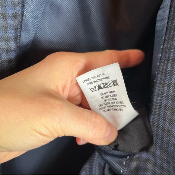 JB Britches | Logan Blue Check Suit Coat Blazer 100% Wool Classic Fit Size 40S - Picture 9 of 9